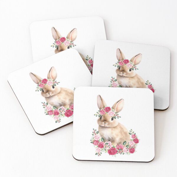Item preview, Shabby Chic Bunny with Roses designed and sold by TheMysticNook.
