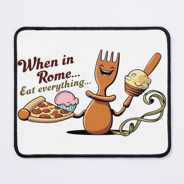 Item preview, When in Rome – Foodie T-shirt with a Roman fork and ice cream designed and sold by StormArte.