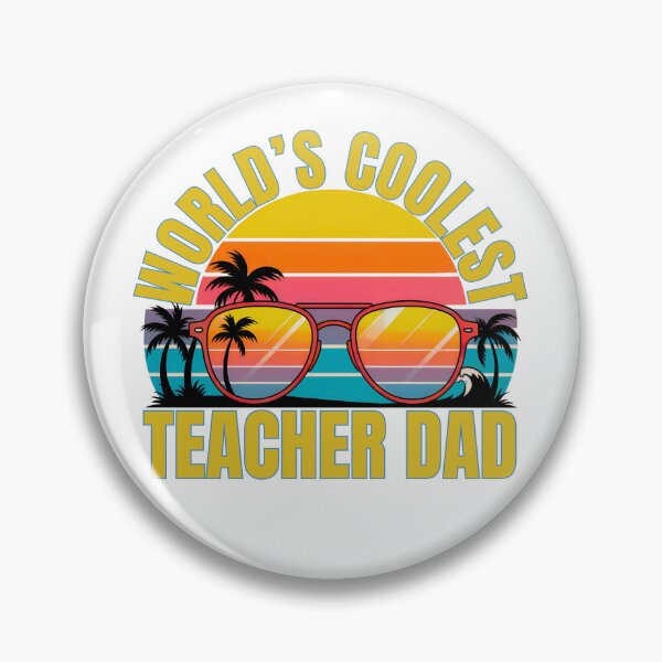 Item preview, World's Coolest Teacher Dad: Retro Sunset, Palm Trees and Sunglasses Artwork For Fun Educator Dads designed and sold by elynne9.