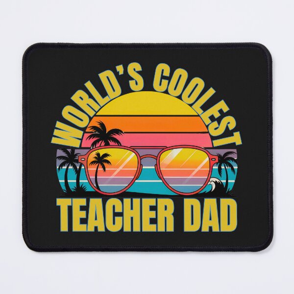 Item preview, World's Coolest Teacher Dad: Retro Sunset, Palm Trees and Sunglasses Artwork For Fun Educator Dads designed and sold by elynne9.