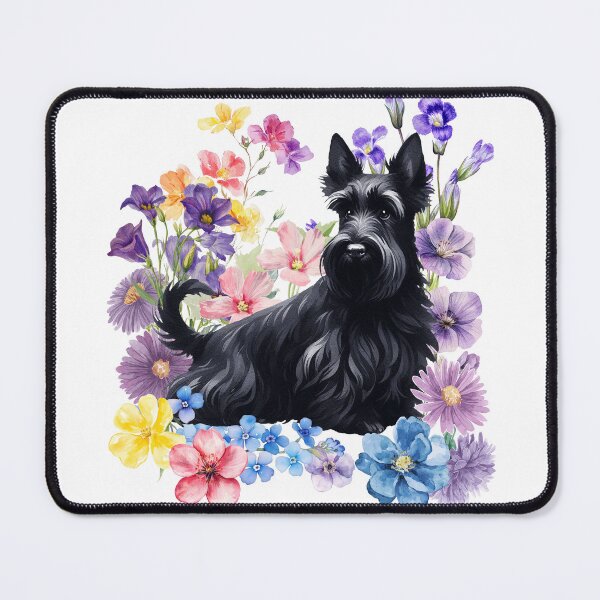 Item preview, Watercolor floral Scottie Dog designed and sold by HappyDogPark.