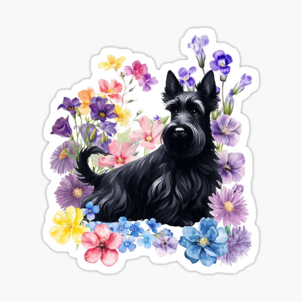 Item preview, Aquarell Blumen Scottie Hund designed and sold by HappyDogPark.