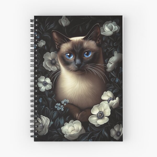 Item preview, Siamese Cat with White Flowers designed and sold by PetsArt.