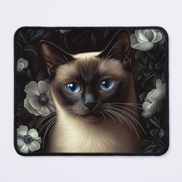 Item preview, Siamese Cat with White Flowers designed and sold by PetsArt.