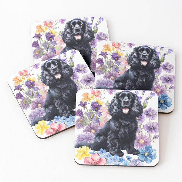 Item preview, Watercolor Black cocker spaniel designed and sold by HappyDogPark.