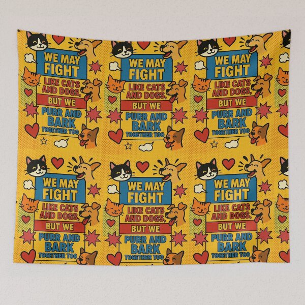 Item preview, We may fight like cats and dogs, but we purr and bark together too. designed and sold by Nat-Rio.
