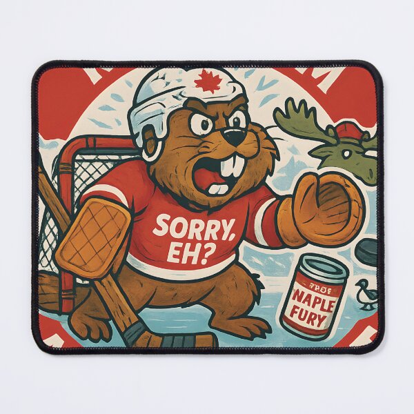 Item preview, Hockey Beaver Sticker – Canada's Stone-Cold Goalie with Maple Syrup Fury designed and sold by WAUZ.