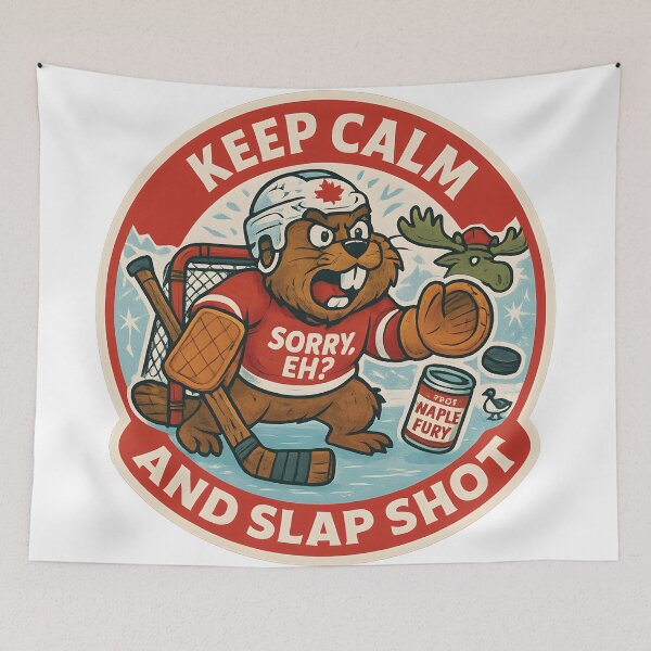 Item preview, Hockey Beaver Sticker – Canada's Stone-Cold Goalie with Maple Syrup Fury designed and sold by WAUZ.