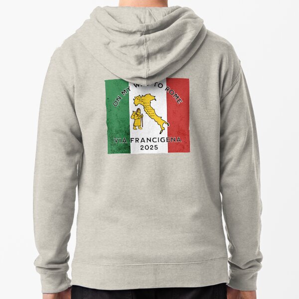 Item preview, tshirt Via Francigena 2025, map of italy with monk, on my way to rome designed and sold by designkb.