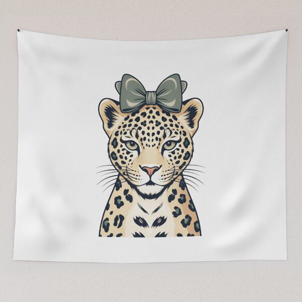 Item preview, cute leopard with a bow designed and sold by HonneUmi.