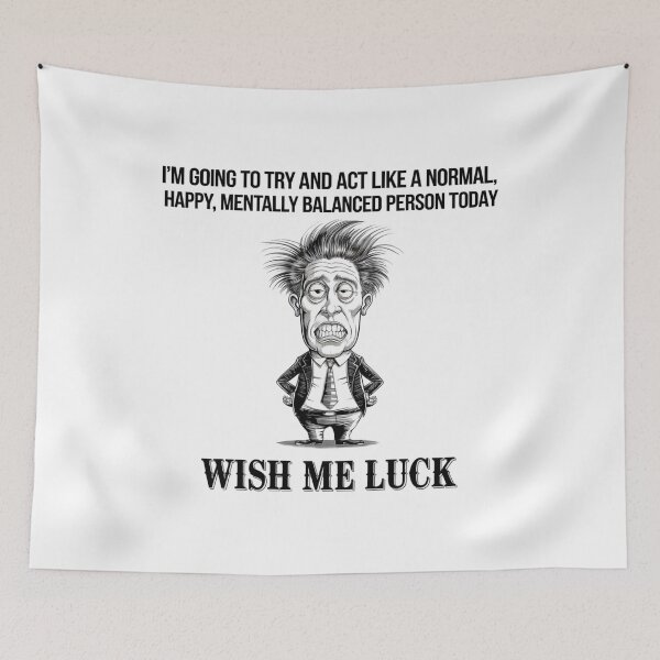 Item preview, Wish me luck, crazy, mental, weird, funnyfits70, Humor, Funny, retro, vintages, funny quotes, animal humor, designed and sold by FunnyFits70.