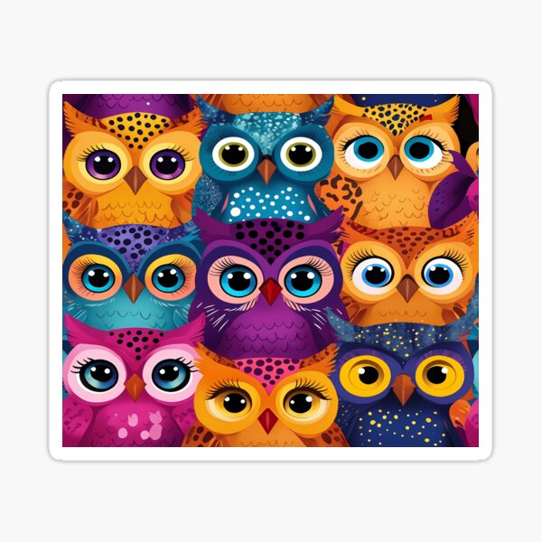 Item preview, Vibrant Colorful Vintage Owl Art designed and sold by Sparcus.