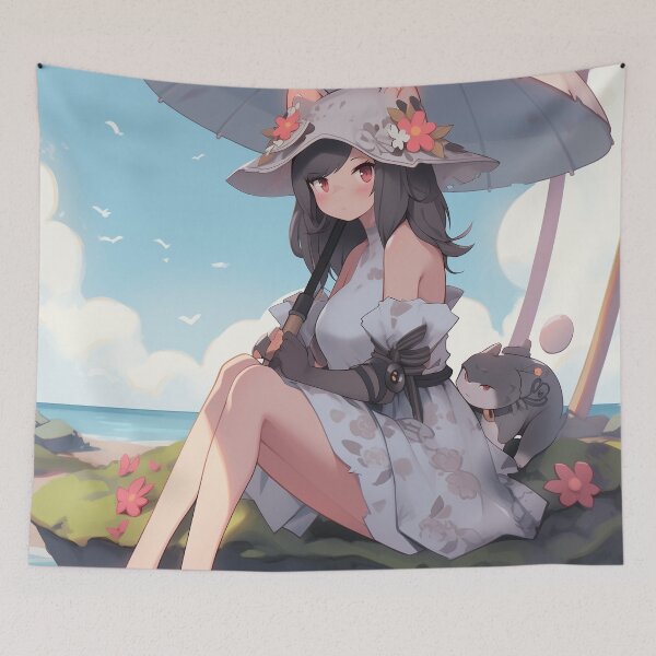 Item preview, Beach Spirit With Mushroom Hat designed and sold by SporeandCanvas.