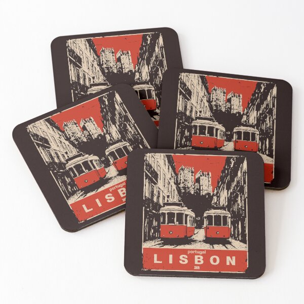 Item preview, Lisbon Portugal Travel Poster – Retro Tram and City Street View designed and sold by TuncGK.