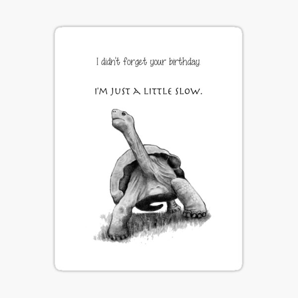 Item preview, Belated Birthday with Turtle Drawing, Just a Little Slow designed and sold by JoyfulWhimsy.