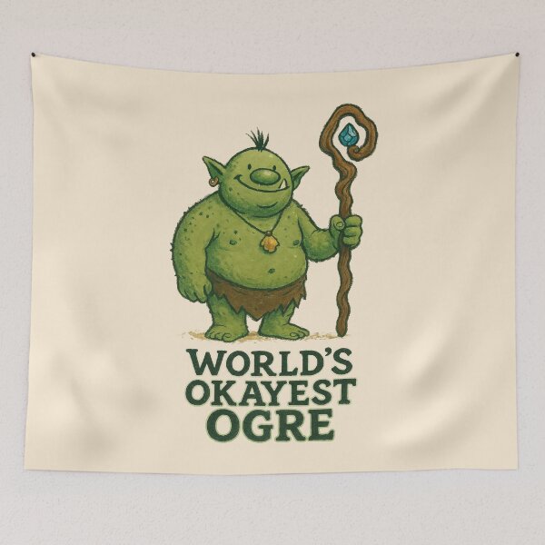 Item preview, World’s Okayest Ogre – Funny Cute Fantasy Monster Design designed and sold by Victor Shadehorn.
