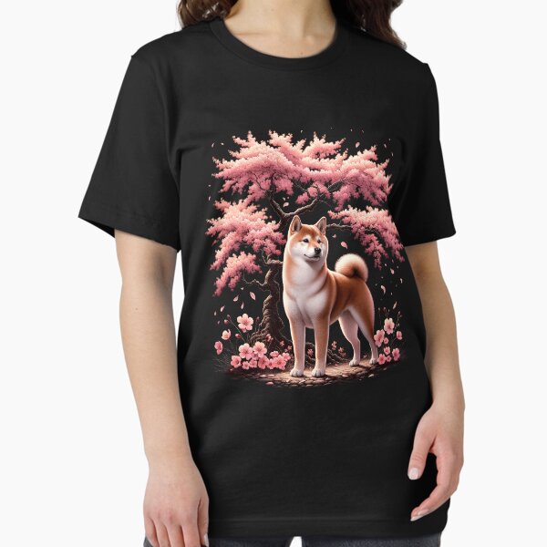 Aperçu de l'œuvre Arbres à fleurs de cerisier japonais Shiba Inu créée et vendue par Kimberley King Art  King Art.