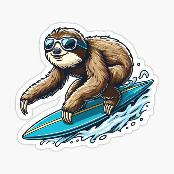 Item preview, Surfing Sloth – Chill Cartoon Beach Vibes designed and sold by Anitastic.