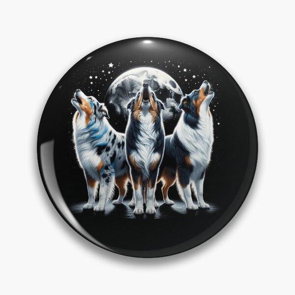Item preview, Three Australian Shepherds Howling at Moon Like Three Wolves Funny designed and sold by Kimberley King Art  King Art.
