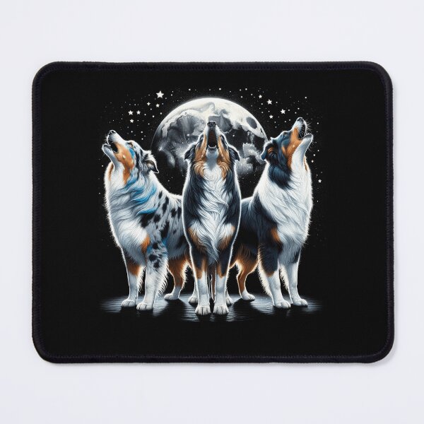 Item preview, Three Australian Shepherds Howling at Moon Like Three Wolves Funny designed and sold by Kimberley King Art  King Art.