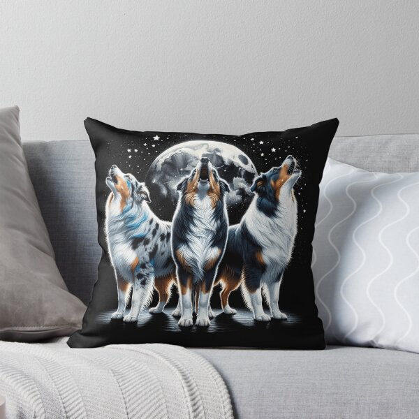 Item preview, Three Australian Shepherds Howling at Moon Like Three Wolves Funny designed and sold by Kimberley King Art  King Art.
