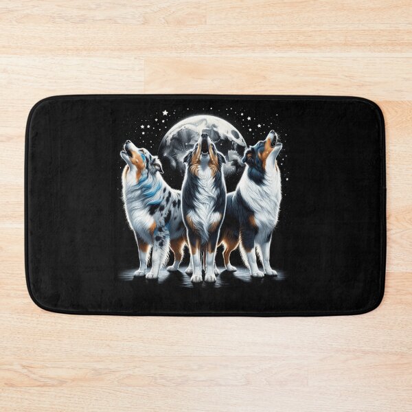 Item preview, Three Australian Shepherds Howling at Moon Like Three Wolves Funny designed and sold by Kimberley King Art  King Art.