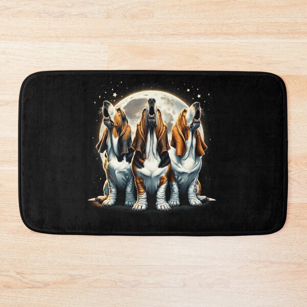 Item preview, Three Basset Hounds Howling at Moon Like Three Wolves Funny designed and sold by Kimberley King Art  King Art.