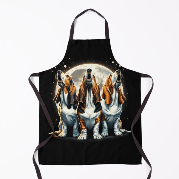 Item preview, Three Basset Hounds Howling at Moon Like Three Wolves Funny designed and sold by Kimberley King Art King Art.