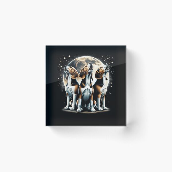 Item preview, Three Beagles Howling at Moon Like Three Wolves Funny Beagle Lover designed and sold by Kimberley King Art  King Art.