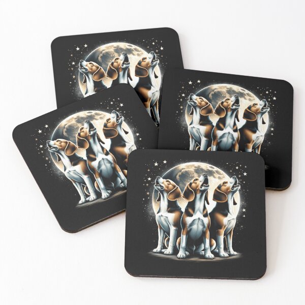 Item preview, Three Beagles Howling at Moon Like Three Wolves Funny Beagle Lover designed and sold by Kimberley King Art  King Art.