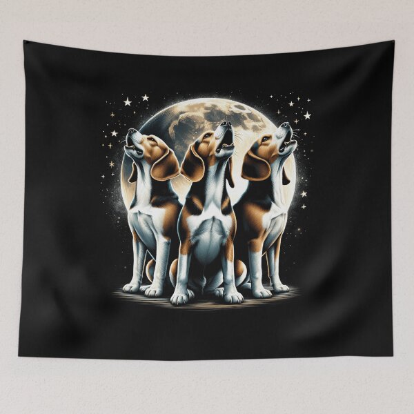 Item preview, Three Beagles Howling at Moon Like Three Wolves Funny Beagle Lover designed and sold by Kimberley King Art  King Art.
