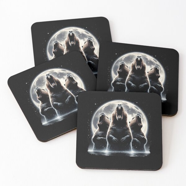 Item preview, Three Beavers Howling at Moon Like Three Wolves Funny designed and sold by Kimberley King Art  King Art.