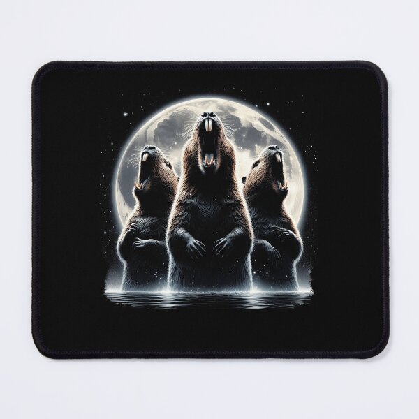 Item preview, Three Beavers Howling at Moon Like Three Wolves Funny designed and sold by Kimberley King Art  King Art.