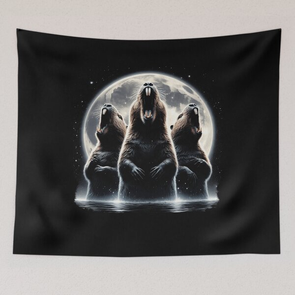 Item preview, Three Beavers Howling at Moon Like Three Wolves Funny designed and sold by Kimberley King Art  King Art.