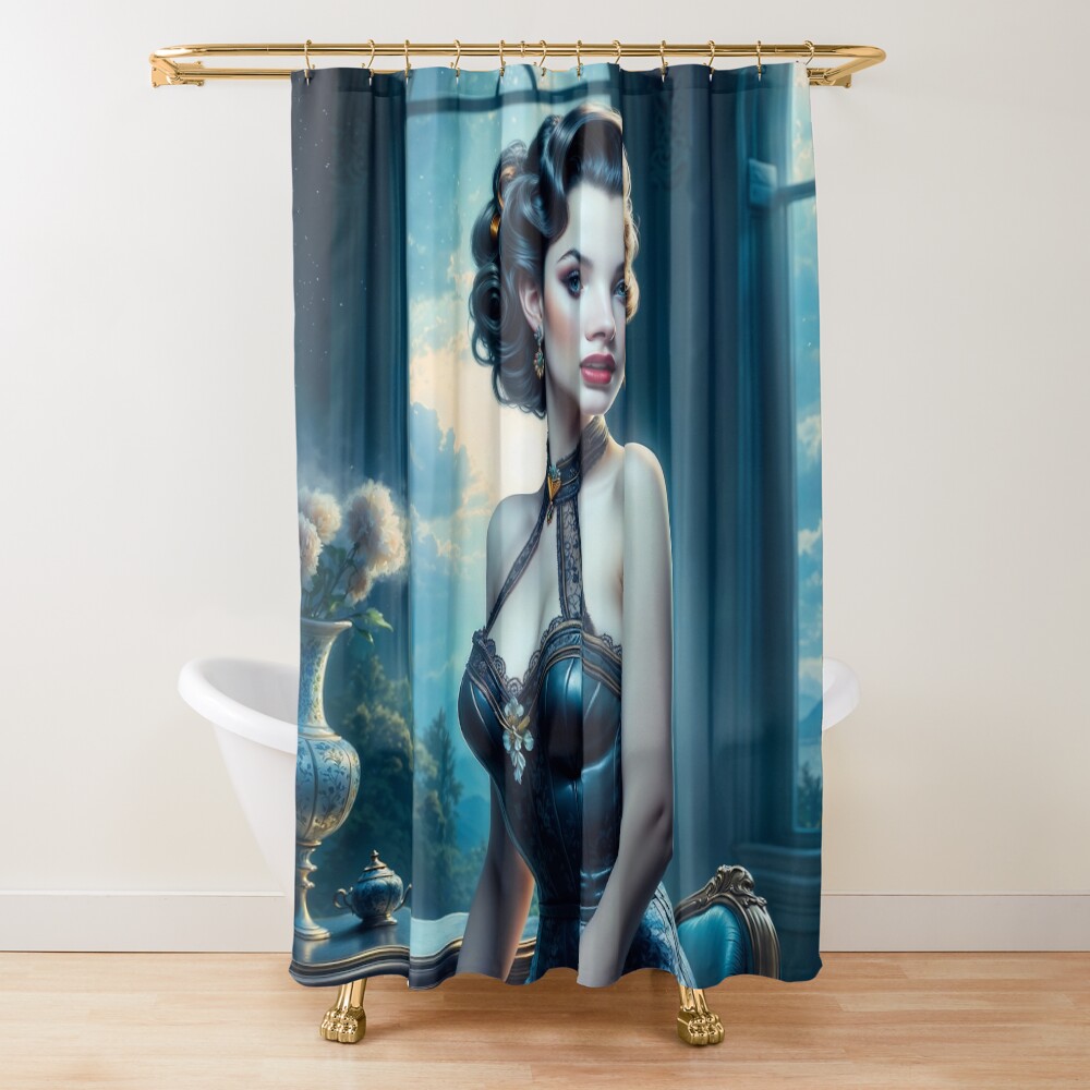 A Classic Portrait Of The Captivating Beauty, Beatrix Leocadia AI Concept Art by Xzendor7 3 A Classic Portrait Of The Captivating Beauty, Beatrix Leocadia Stunning AI Concept Art by Xzendor7 Decorative Art Print Shower Curtain
