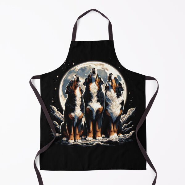 Item preview, Three Bernese Mountain Dogs Howling at Moon Like Three Wolves Funny designed and sold by Kimberley King Art King Art.