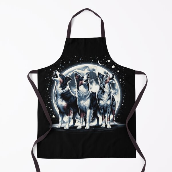 Item preview, Three Border Collies Howling at Moon Like Three Wolves Funny designed and sold by Kimberley King Art  King Art.