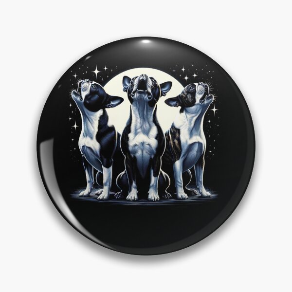 Item preview, Three Boston Terriers Howling at Moon Like Three Wolves Funny designed and sold by Kimberley King Art  King Art.