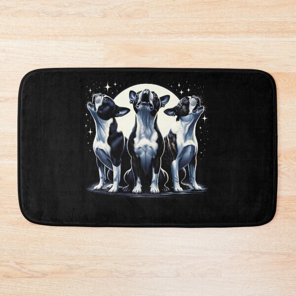Item preview, Three Boston Terriers Howling at Moon Like Three Wolves Funny designed and sold by Kimberley King Art  King Art.