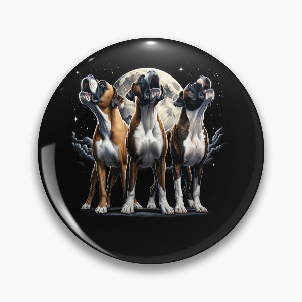 Item preview, Three Boxers Dog Howling at Moon Like Three Wolves Funny Lover designed and sold by Kimberley King Art  King Art.