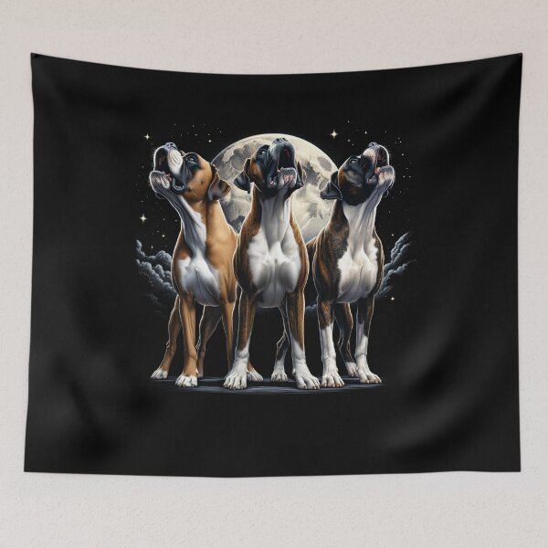 Item preview, Three Boxers Dog Howling at Moon Like Three Wolves Funny Lover designed and sold by Kimberley King Art  King Art.