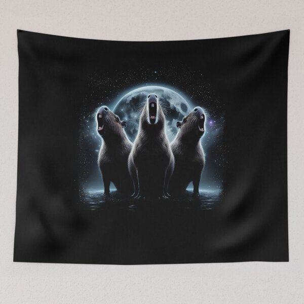 Item preview, Three Capybaras Howling at Moon Like Three Wolves Funny designed and sold by Kimberley King Art  King Art.