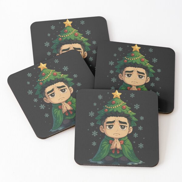 Item preview, Chibi Gyomei with Christmas Tree Hat and Snowflakes – Festive Demon Slayer Art designed and sold by ColorSplash123.