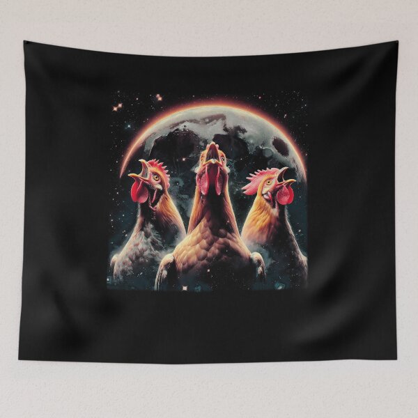 Item preview, Three Chickens Howling at Moon Like Three Wolves Funny designed and sold by Kimberley King Art  King Art.