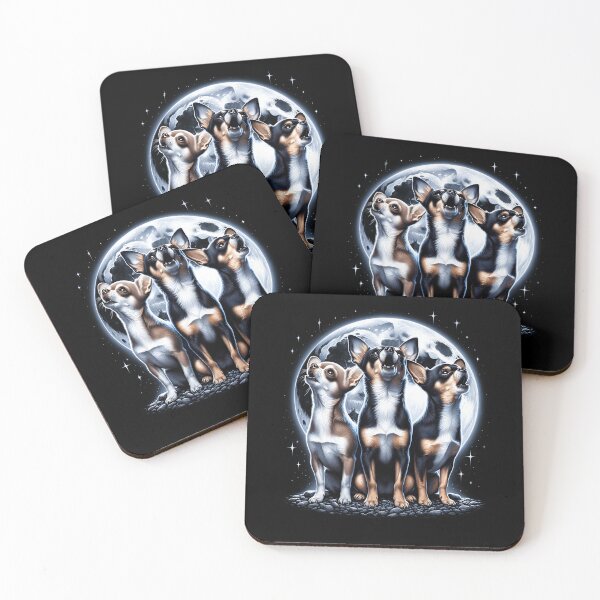 Item preview, Three Chihuahuas Howling at Moon Like Three Wolves Funny designed and sold by Kimberley King Art  King Art.