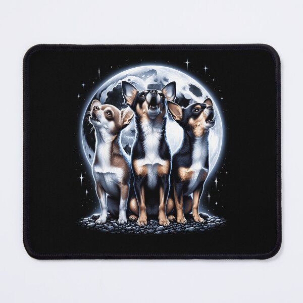 Item preview, Three Chihuahuas Howling at Moon Like Three Wolves Funny designed and sold by Kimberley King Art King Art.