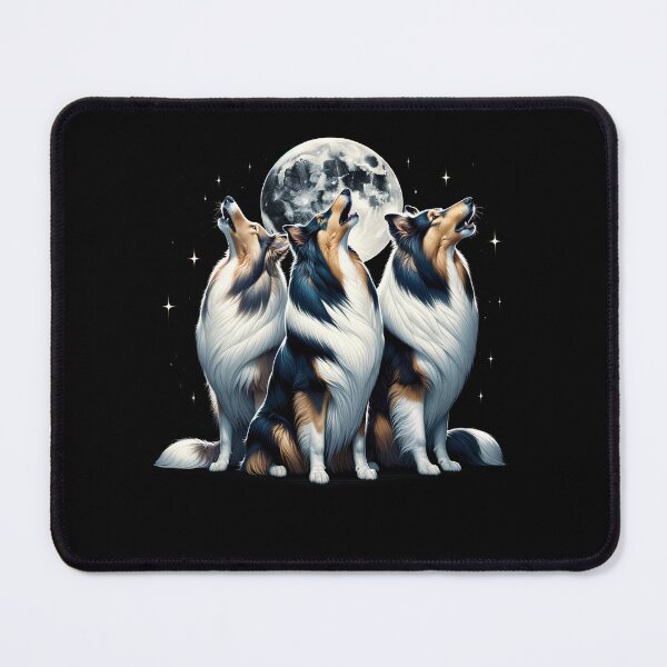 Item preview, Three Collies Howling at Moon Like Three Wolves Funny Lover designed and sold by Kimberley King Art  King Art.