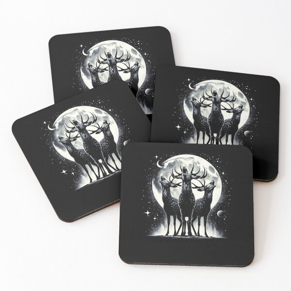 Item preview, Three Deers Howling at Moon Like Three Wolves Funny designed and sold by Kimberley King Art  King Art.