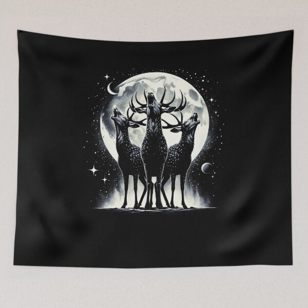 Item preview, Three Deers Howling at Moon Like Three Wolves Funny designed and sold by Kimberley King Art  King Art.