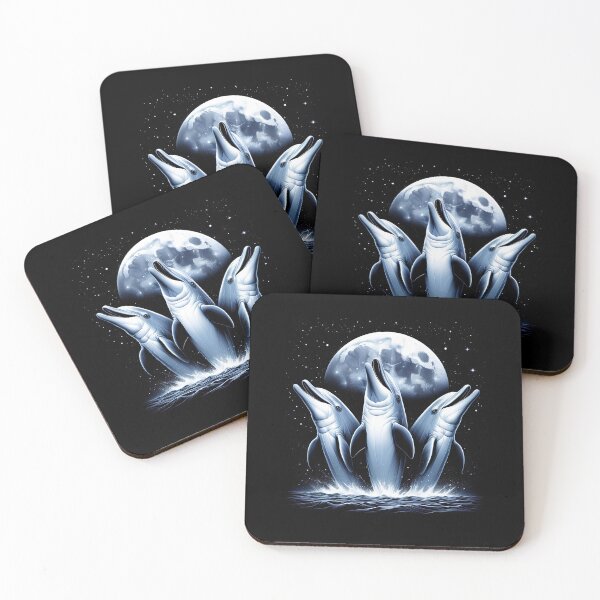 Item preview, Three Dolphins Howling at Moon Like Three Wolves Funny designed and sold by Kimberley King Art  King Art.